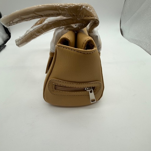 Structured Satchel‎ Bag Handbag Beige Zippered Shoulder Bag Purse nwt - Picture 14 of 16